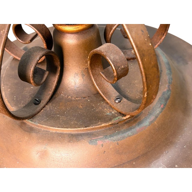 1920s Pendant With Acorn Shaped Shade and Four Bare Bulbs and Original Paint Finish For Sale - Image 10 of 14