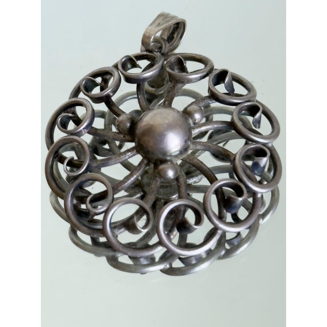 Mid-Century Modern Vintage Mid Century Modern Hans Hansen 925 Sterling Silver Filigree Pendant Necklace, Denmark 1960s For Sale - Image 3 of 10