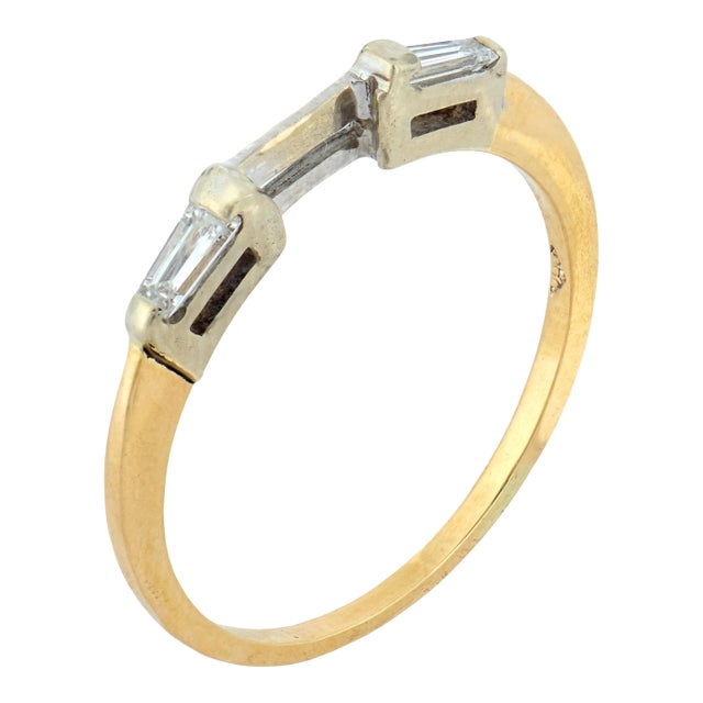 Vintage Diamond 14k Gold Band Ring Jacket, Size 7 For Sale