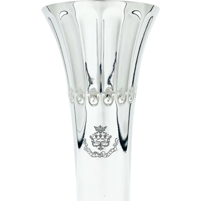 French Antique Ritz Paris Hotel France Silver Plate Vase 10"h For Sale - Image 3 of 11
