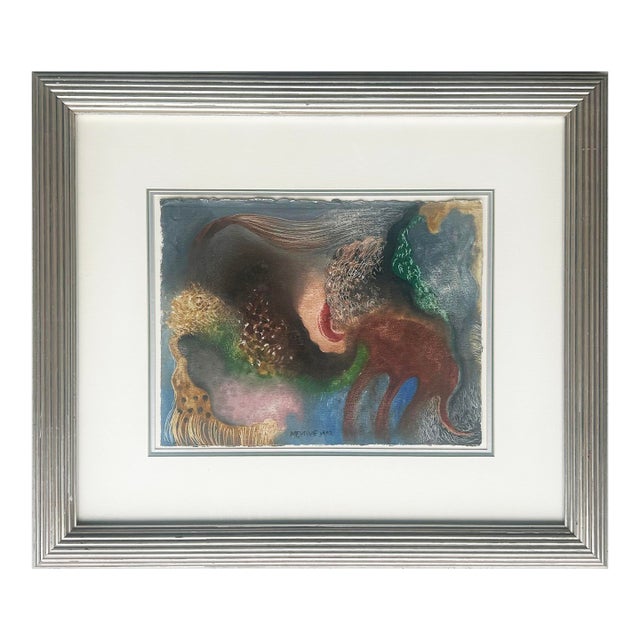 Vintage Mixed Media Abstract Painting by Manuel Mendive, Signed Dated "92 For Sale