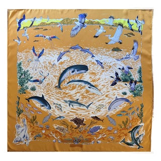 Hermès La Vie Précieuse De La Méditerranée Silk Scarf 2001 Designed by Robert Dallet For Sale