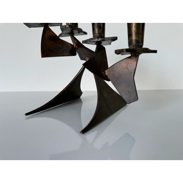 Brutalist Vintage Handmade Brutalist Metal Sculptural Candle Holder For Sale - Image 3 of 11