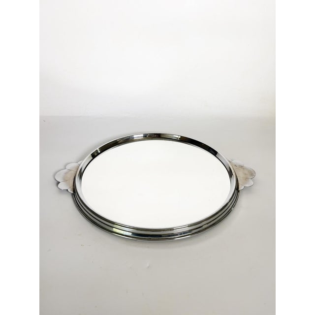 1940s Round Metal Tray with Mirrored Surface, France, 1940s For Sale - Image 5 of 12