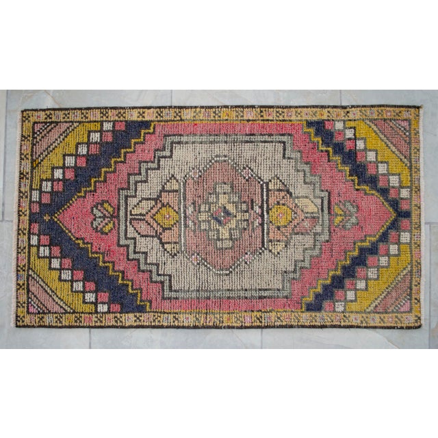Hand Knotted Door Mat, Entryway Rug, Bath Mat, Kitchen Decor, Small Rug, Turkish Rug - 1′8″ × 3′1″ For Sale - Image 11 of 15