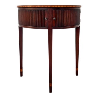 Vintage 1940s Kittinger Mahogany Federal Style Demilune Accent Table Satinwood Accents For Sale