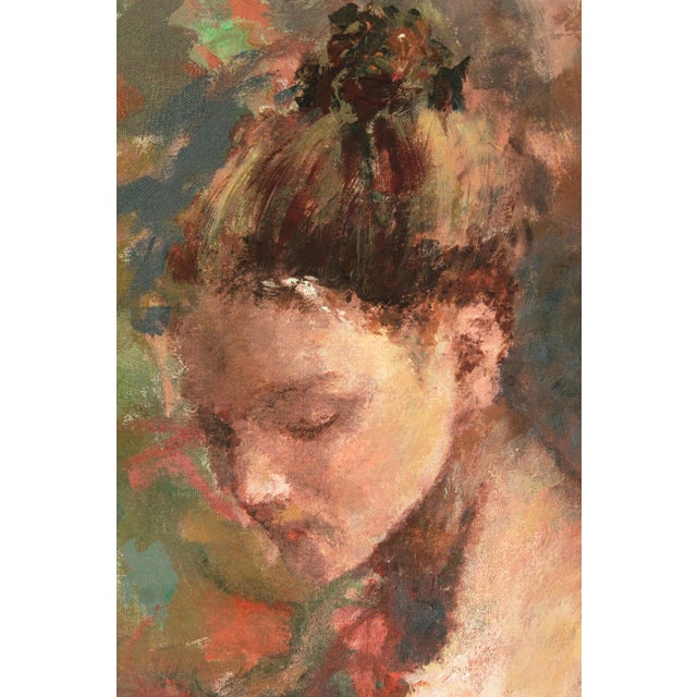 Hua Chen "Serenity" Hand-Embellished Artist's Proof Giclée on Canvas, 2004, Bronze Frame For Sale - Image 4 of 15