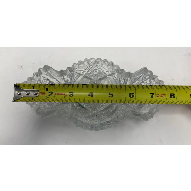 Antique Eapg Pressed Glass Celery Dish With Handles | Victorian Cut Glass Relish Server c.1900 For Sale In Indianapolis - Image 6 of 7