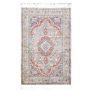 Vintage Sino-Persian Hereke Silk 3x5 Ivory, Red & Purple Handmade Area Rug #1144265 For Sale
