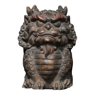 Late 19th Century Gilt Bronze Qilin Statue, Mythical Beast Figurine, 1.22kg For Sale