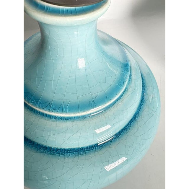 1970s Vintage Blue Ceramic Table Lamps, France, 1970s, Set of 2 For Sale - Image 5 of 13