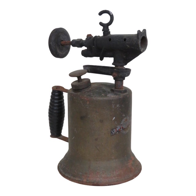 Metal Blow Torch Gas Kerosene Rustic Industrial With Wood Handle 4451b For Sale