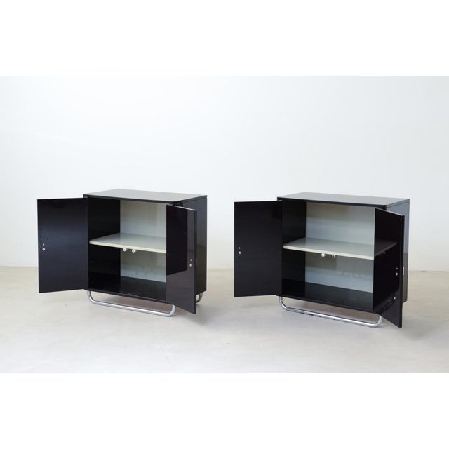 1960s Pair of Black Lacquered Cabinets For Sale - Image 4 of 7