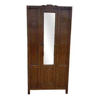Small Art Nouveau French Wardrobe with Mirror, 1920 For Sale