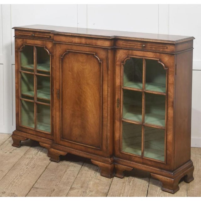 Antique Walnut Breakfront Bookcase, 1890s For Sale - Image 9 of 16