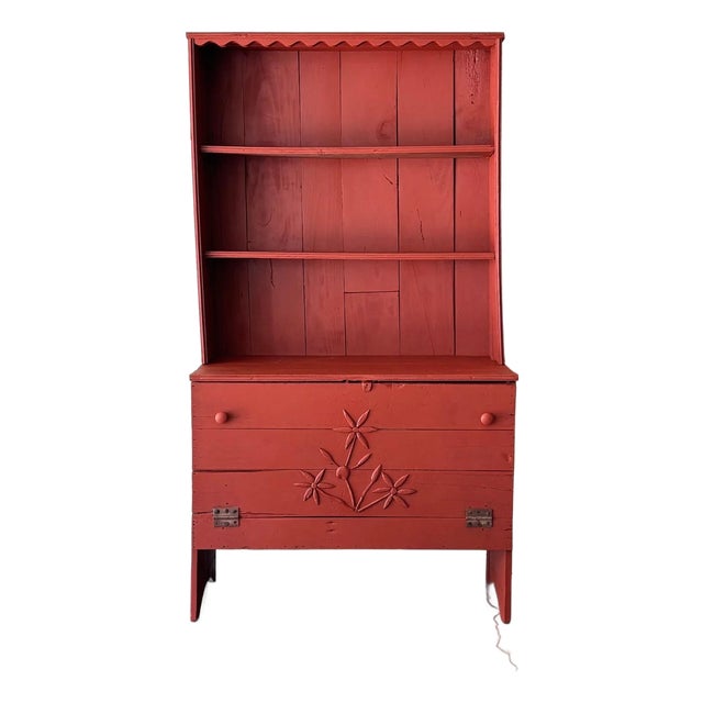 Antique Folk Art Painted Hutch For Sale