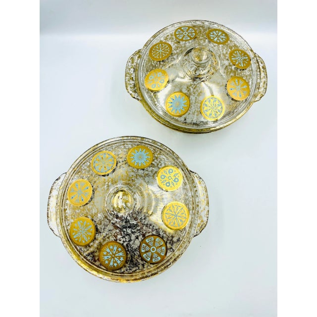 Mid-Century Modern Mid 20th Century Gold Leaf Georges Briard Attributed Pair of Serving Bowls/Casseroles For Sale - Image 3 of 12