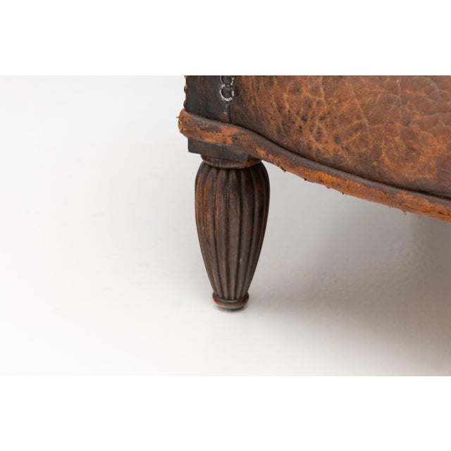 Black Leather Tub Chair, 1930s For Sale - Image 8 of 10