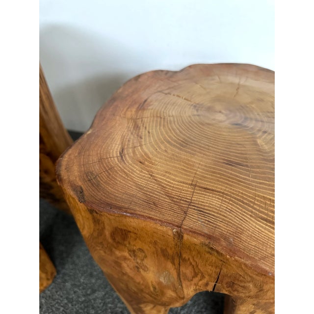 Pair of Massive Walnut Wood Side Tables. France, 1960s For Sale - Image 9 of 12