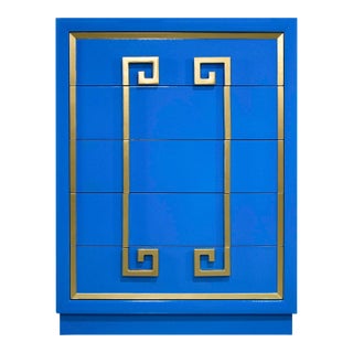 Vintage Hollywood Regency Kittinger Mandarin Style Greek Key Chest - Newly Painted For Sale