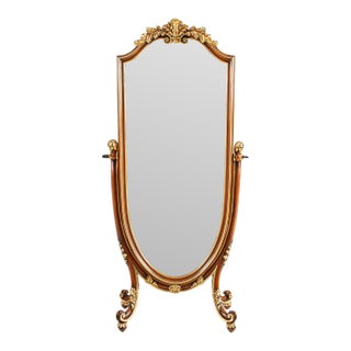 Italian Gold Leaf Cheval Dressing Mirror For Sale