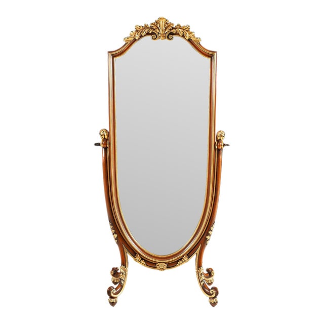 Italian Gold Leaf Cheval Dressing Mirror For Sale