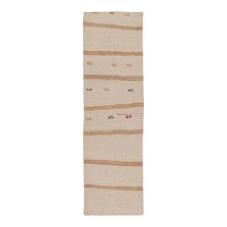 Vintage Anatolian Runner With Minimalist Beige-Brown Striped Field - Rug & Kilim For Sale