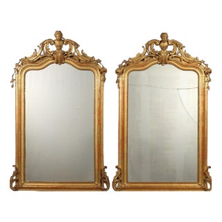 Carved and Gilded Mirrors, Set of 2 For Sale