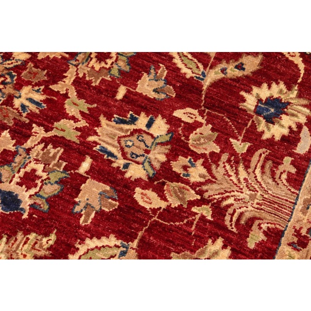 Classic Ziegler Red Blue Hand-Knotted Wool Rug - 6'3'' X 8'10'' For Sale In New York - Image 6 of 8