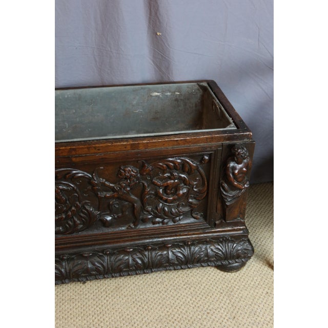 Brown Renaissance Planter in Carved Walnut For Sale - Image 8 of 13