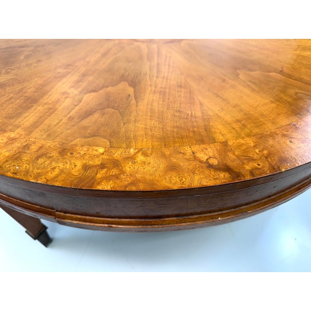 1960s Mid-Century Federal Style Burl Walnut Sunburst Coffee Table For Sale - Image 4 of 11