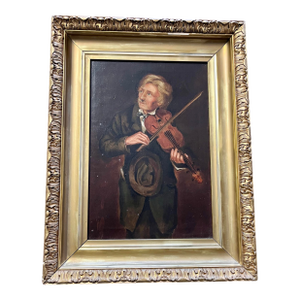 Antique Oil Painting, “The Old Violinist” After John George Brown