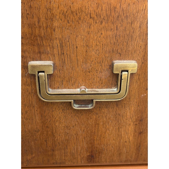 Pair Vintage Thomasville Campaign Style Tall Cabinets For Sale - Image 9 of 12