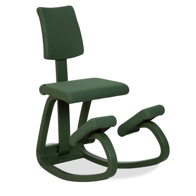 Variable Plus Monochrome Kneeling Chair in Wooden and Green Fabric from Varier For Sale - Image 12 of 12