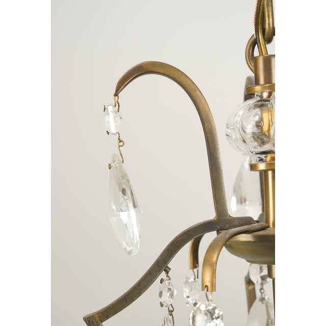 Mid 20th Century Mid 20th Century Reclaimed Brass Crystal Central Cluster Chandelier For Sale - Image 5 of 10