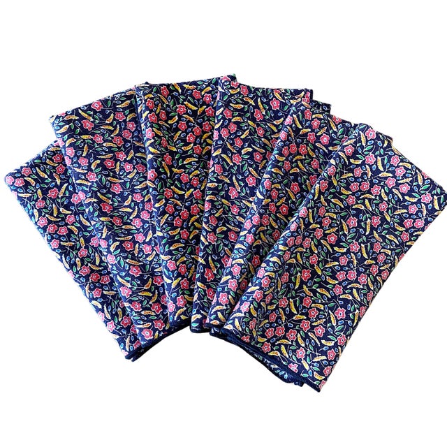 Liberty & Co. 1990s Vintage Floral Laura Ashley-Style Cotton Cloth Placemats and Napkins - Set of 12 For Sale - Image 4 of 9
