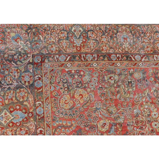 Early 20th Century Early 20th Century Antique Persian Sarouk With All-Over Floral Design on a Light Red Field For Sale - Image 5 of 13