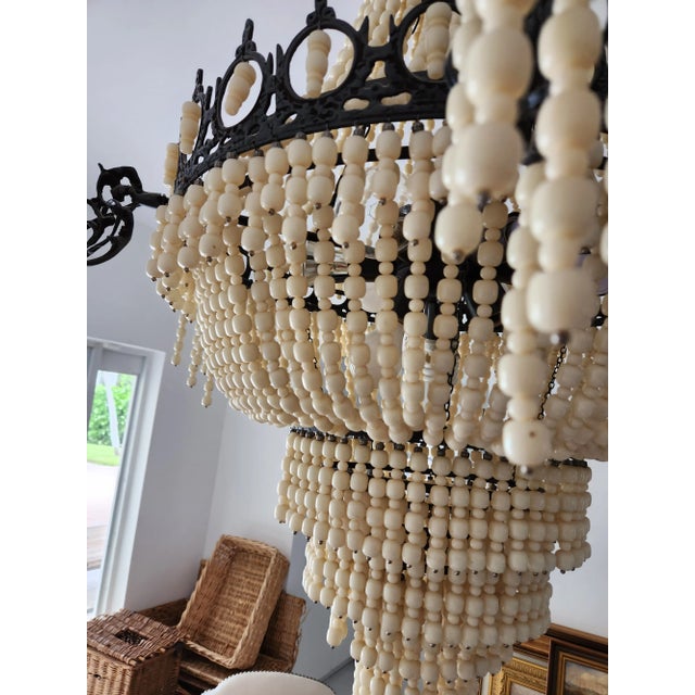 2010s Nellcote Soho Global Bazaar White Bead Chandelier For Sale - Image 5 of 8