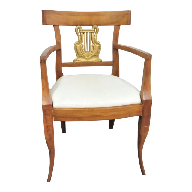 Early 20th Century Biedermeier Style Gilt Swan Arm Chair For Sale