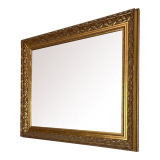 1980s Gold Beveled Wooden Mirror For Sale