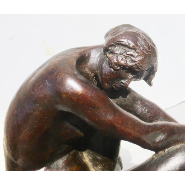 Lovely study of a seated nude, Modernist work based on the female nude in the manner of Rodin, roughly executed in...