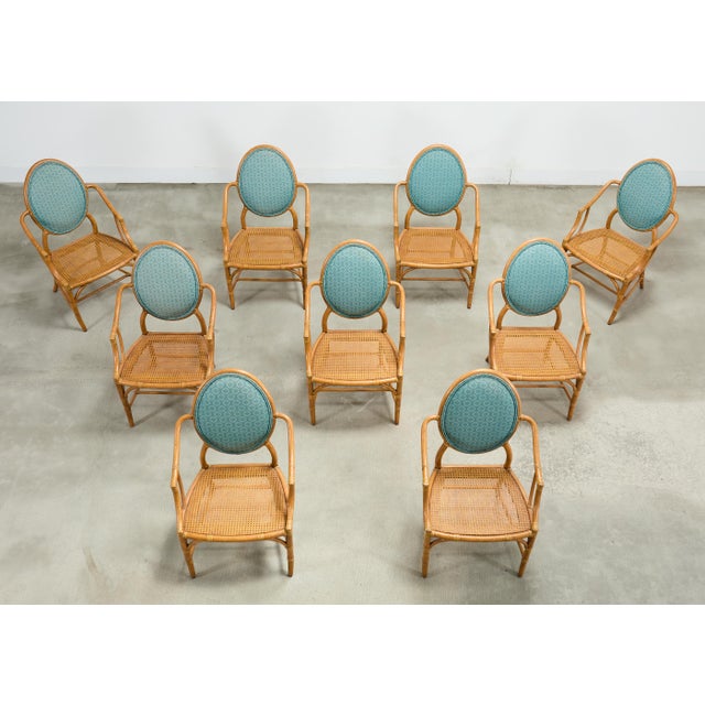 McGuire Set of Ten McGuire Organic Modern Rattan Cane Dining Chairs For Sale - Image 4 of 18