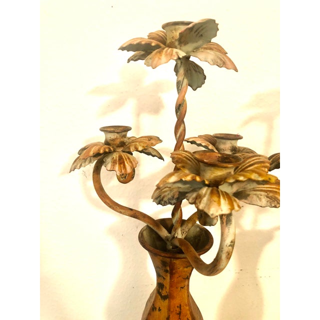 Vintage French Style Metal Tole Candle Holders, a Pair For Sale - Image 11 of 12