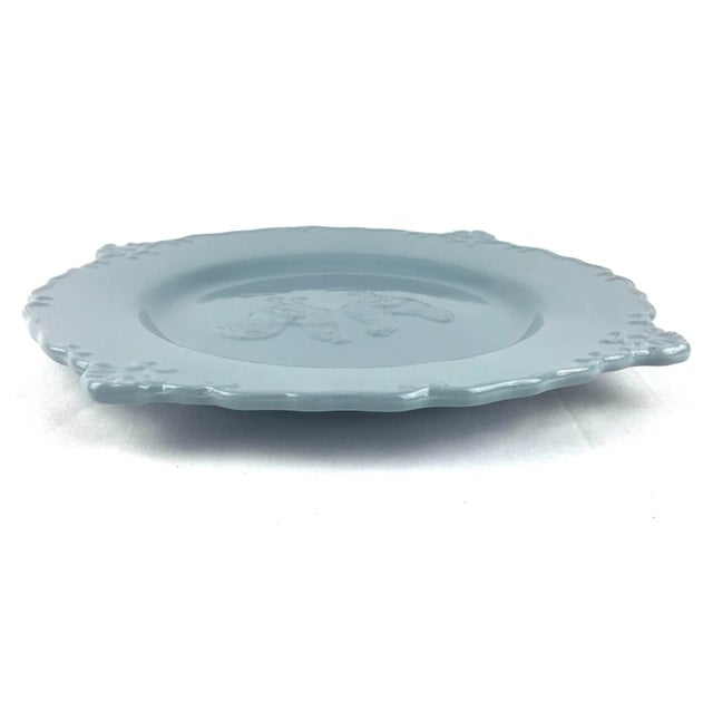 American Blue Ceramic Rooster Plate For Sale - Image 3 of 10