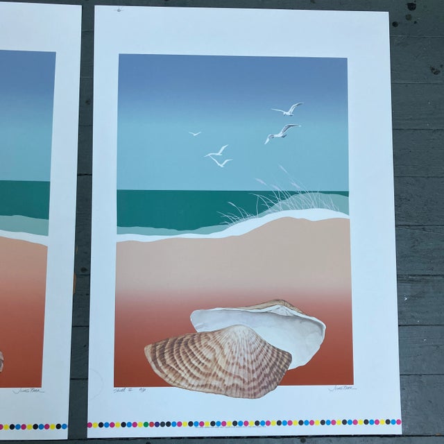 Contemporary 1980’s Two Original Contemporary Beach Seashell Lithograph by Jung Park “Shell I&ii” Set of Two For Sale - Image 3 of 7