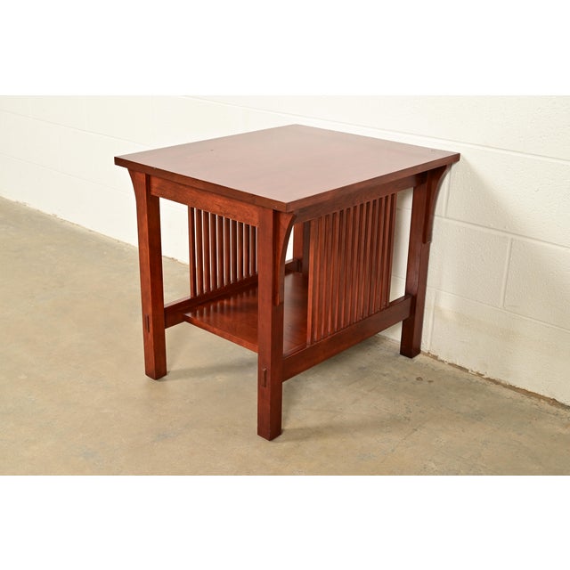Stickley Mission Arts & Crafts Cherry Wood Spindle Side Table For Sale - Image 12 of 12