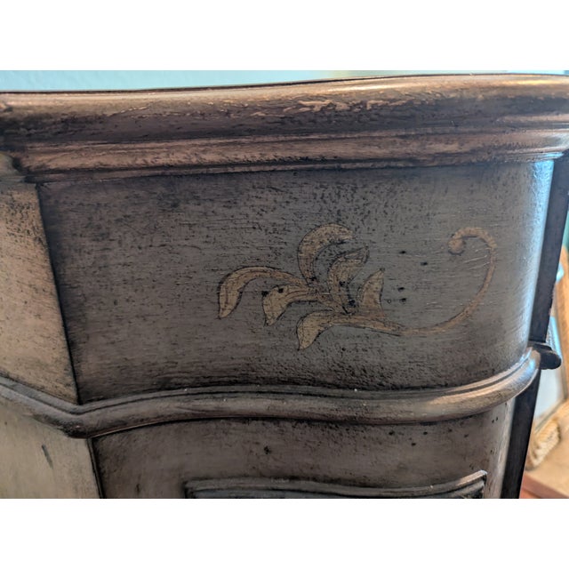 Curved, Inlaid Wood, Stenciled Console Commode Table For Sale - Image 13 of 15