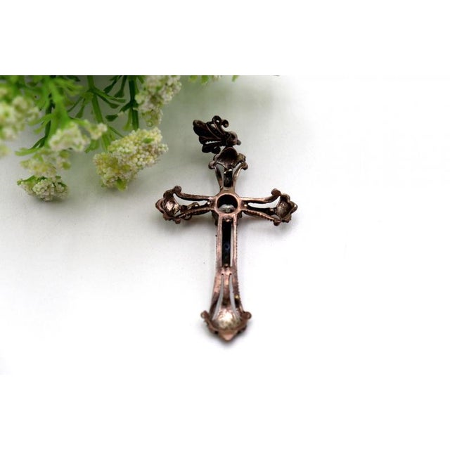 Gold Cross Pendant with Paw Print For Sale - Image 5 of 6