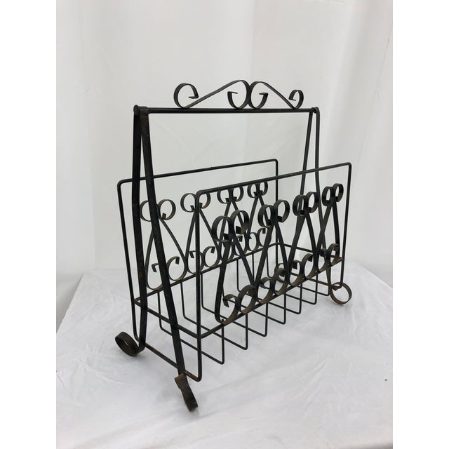 Vintage Twisted Wrought Iron Magazine Rack / Holder Chairish