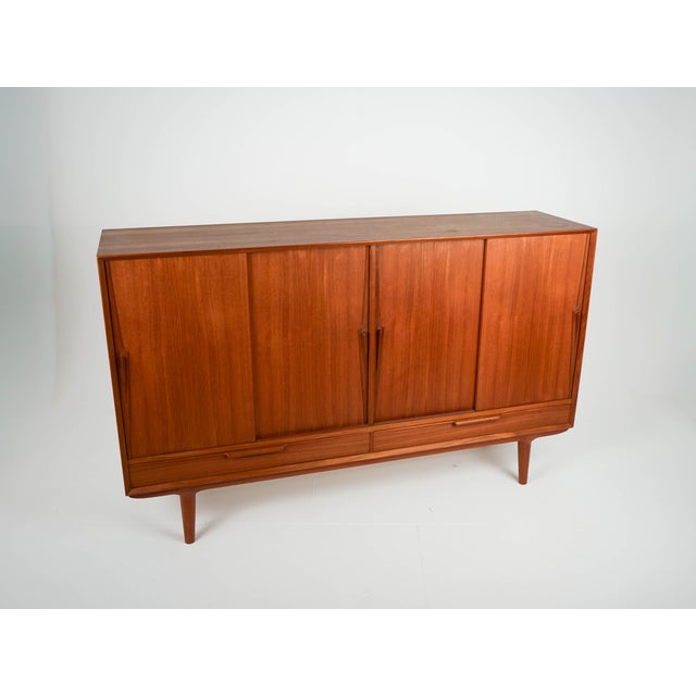 Wood Mid-Century Danish Highboard in Teak by Gunni Omann for Omann Jun, 1960s For Sale - Image 7 of 12